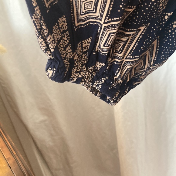 Anthropologie Edme & Esyllte tunic dress, navy & beige boho pattern, size 10 - Picture 9 of 10